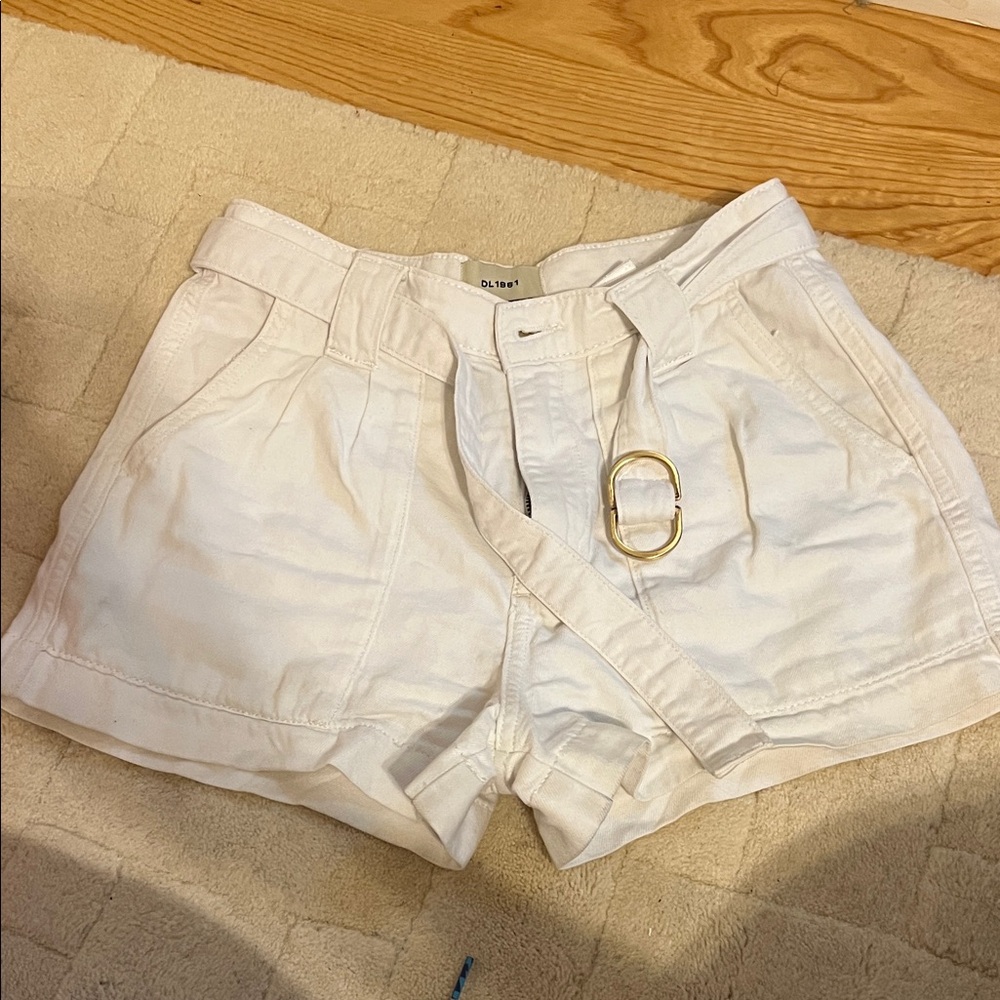DL1961 Kids Cream Belted Shorts